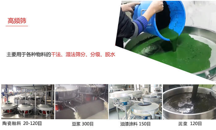 用于各种物料的干法，湿法，分级，脱水等功能